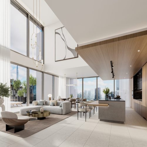 One River Point_Duplex living and dining